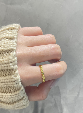 古法沙金碎冰冰闭口戒指指环