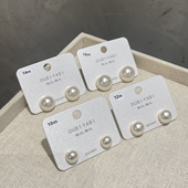 欧比雅比半圆半球半边贝珠仿珍珠925银针耳钉简约百搭金边耳环