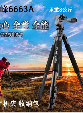 伟峰WF-6663a三脚架套装佳能索尼康单反相机钓鱼灯通用全金属支架