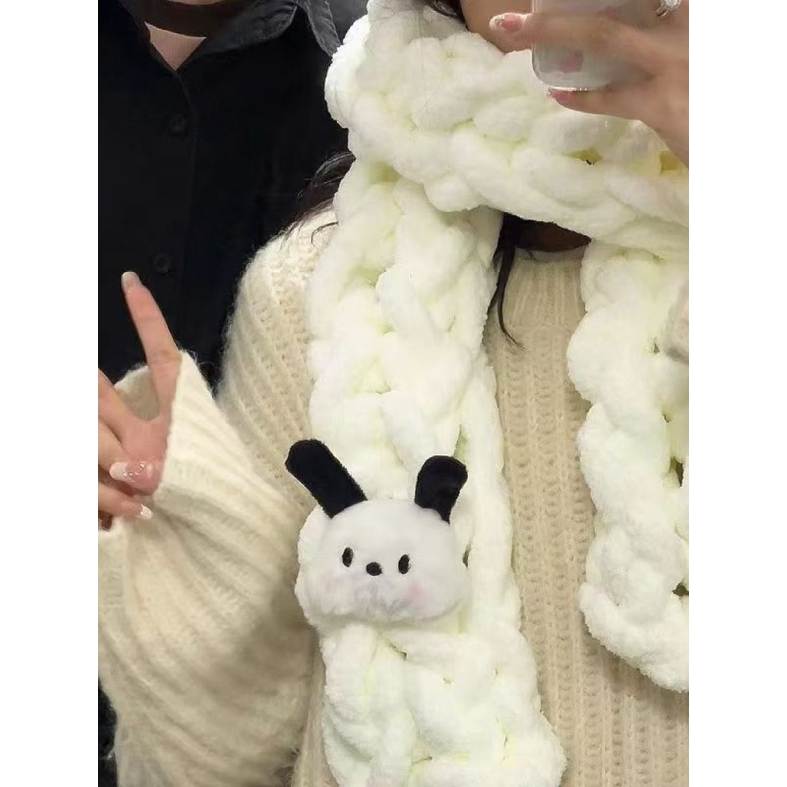 手指围巾猫尾线超粗冰条线粗毛线团手工diy编织送男女朋友材料包