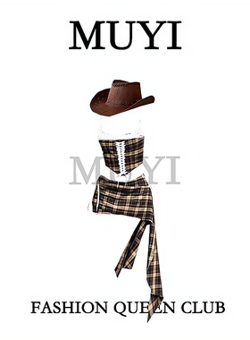 MUYI原创 酒吧女团gogo商演爵士韩舞演出服辣妹美式格子舞台服装