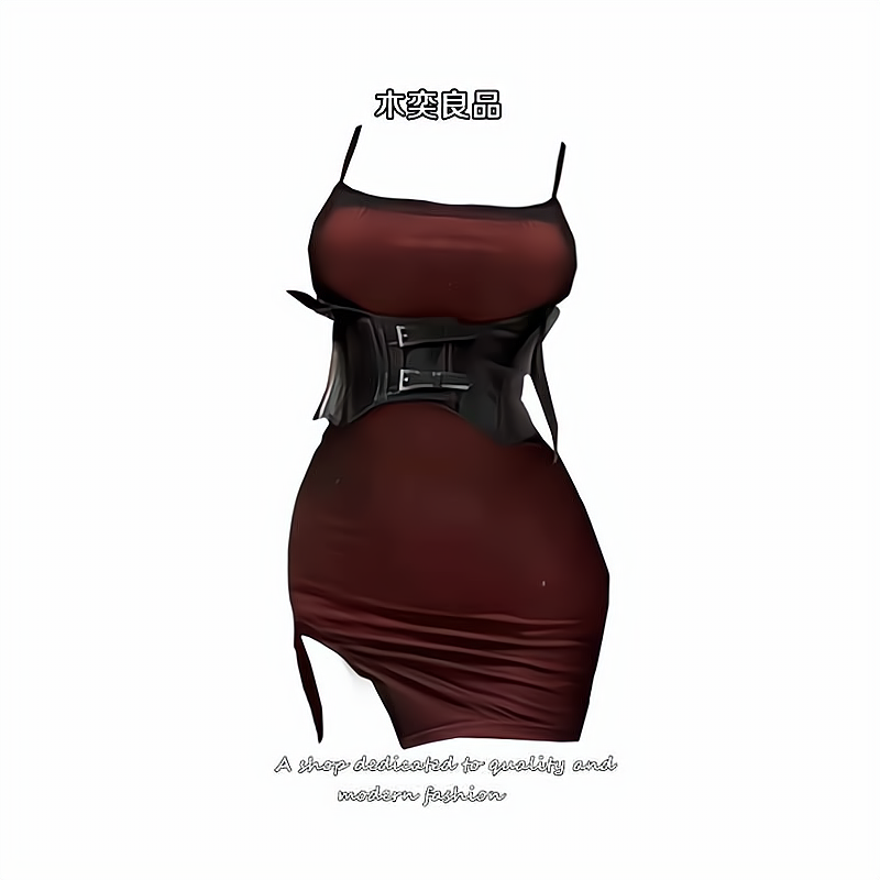 性感酒吧蹦迪腰封抹胸网纱吊带裙