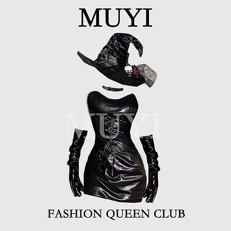 万圣狂欢御姐猫女黑色抹胸皮裙