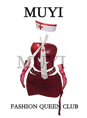 MUYI原创 网红同款cos护士穿搭酒吧女MC氛围感红色唱跳演出服套装