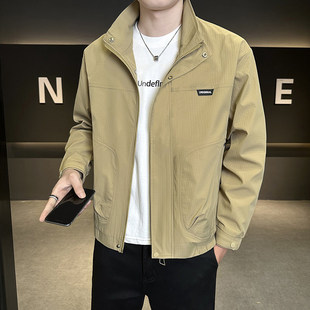 卡其色帆布水洗牛仔外套男ins潮流2025秋季新款美式高街夹克男装