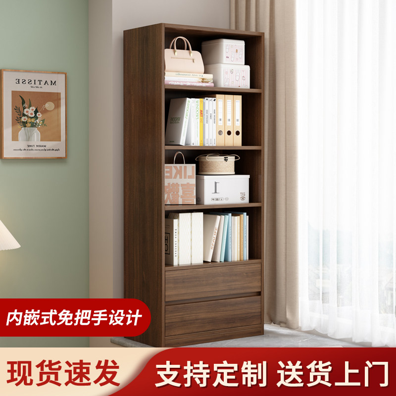 实木书架学生家用置物柜落地胡桃木书柜转角一体靠墙飘窗柜收纳柜