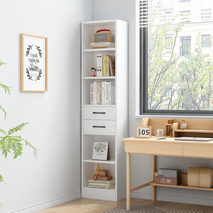 实木书架儿童置物架落地简易家用极窄收纳储物柜小书柜角落夹缝柜