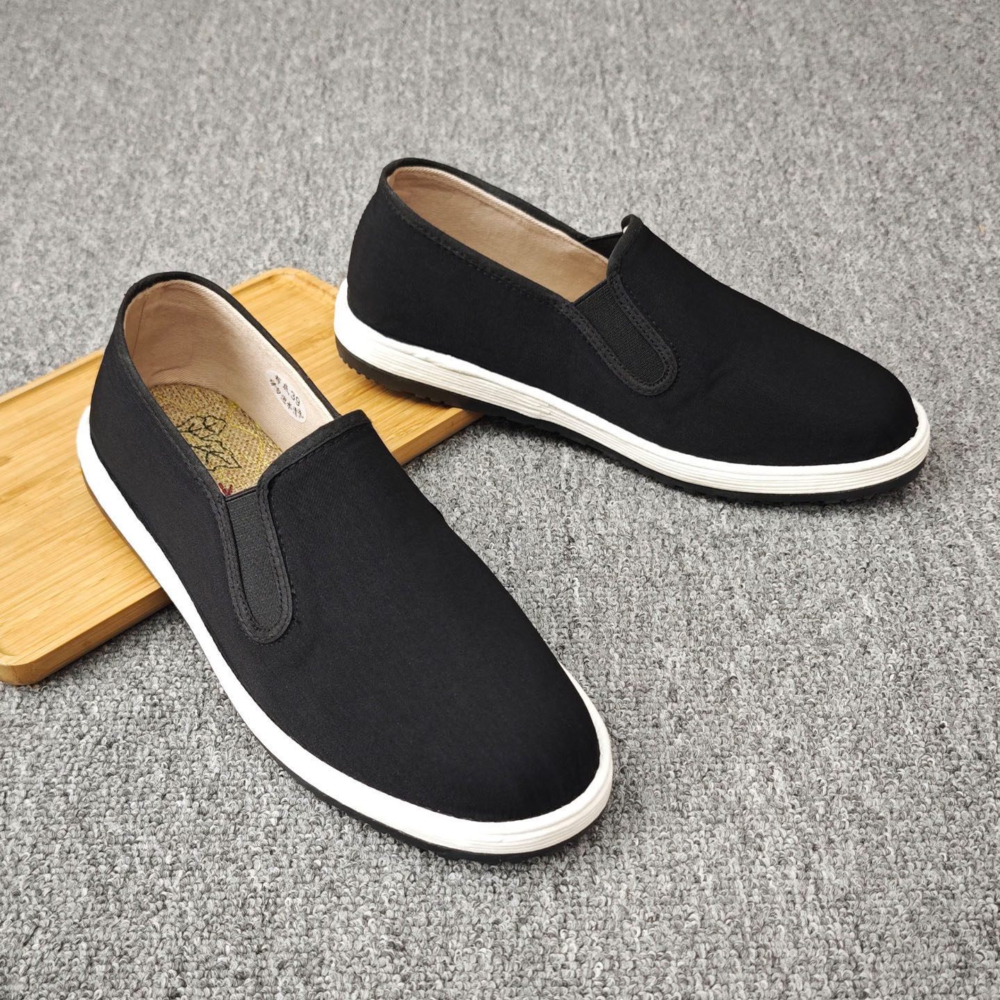 夏季透气手工老北京布鞋千层底软底圆头款一脚蹬开车男鞋上班舒适