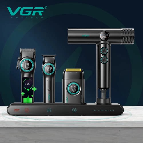 VGR四合一发型师专用理发器套装油头渐变主推雕刻推增白器吹风机