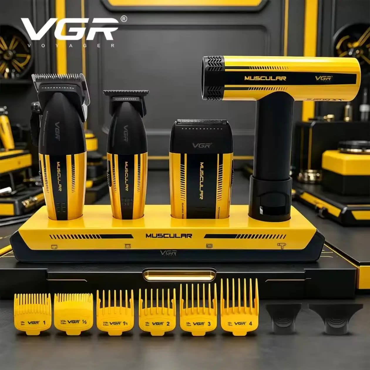 VGR285S4理发器套装发廊专用油头渐变推剪雕刻推剪增白器剃须刀