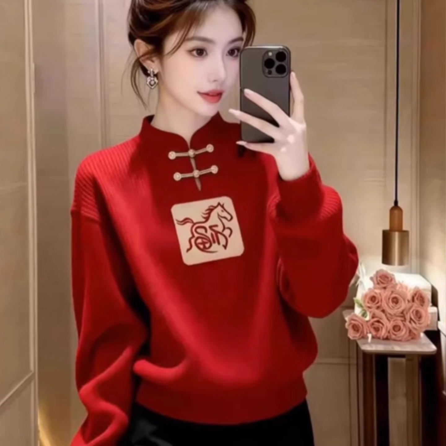 法式新中式红色盘扣毛衣女秋冬新款长袖新年内搭马年加厚针织上衣,女装/女士精品,毛针织衫,淘宝优惠券,粉丝福利购,淘宝优惠卷