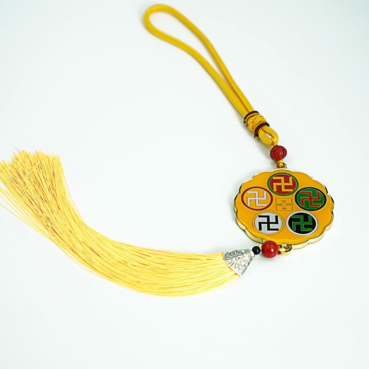 5.8CM镀金款潘氏五行万字太极通关牌汽车挂件