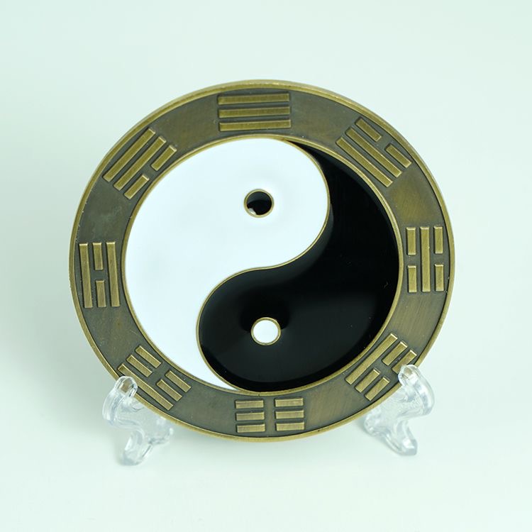 8厘米先天八卦黑白太极黄白红绿红黄黑红太极贴古青铜色配双面胶