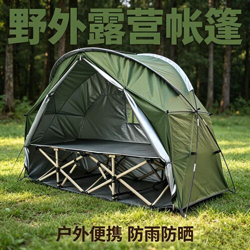 涂银防雨单兵帐篷户外野营保暖单人帐篷行军床帐篷骑行自行车帐篷