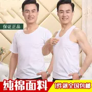 Cotton vải thô Tang phù hợp với nam trung niên vest mồ hôi vest Trung Quốc phong cách ngựa nam mùa hè ông già áo len vai vest - Áo vest