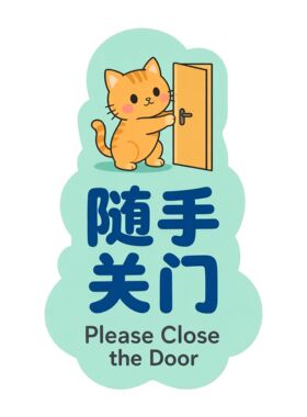 随手关门自粘贴纸办公室