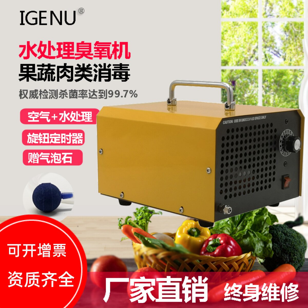 igenu臭氧发生器空气净化家用杀菌净化水处理消毒机汽车除味杀菌