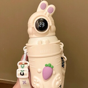 兔子保温杯食品级316吸管水杯男女孩婴幼儿园中小上学生专用水壶