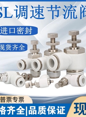 气动气管螺纹快插气缸调速接头节流阀SL4/6/8/10/12-M5-01-02-03