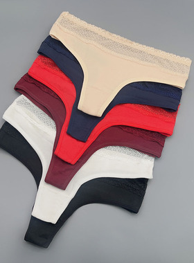 1/3条装棉低腰无痕性感T裤内裤运动健身瑜伽隐形丁字裤女大码胖mm