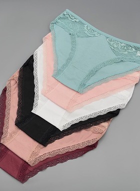 5条女士棉内裤低腰少女纯色蕾丝性感三角裤棉质时尚小裤头新款