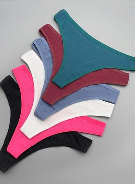 5条棉简约6色女人无痕性感运动健身M-XL舒适T型裤头女丁字裤