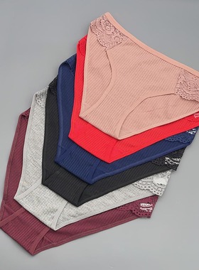 5条内裤女棉抗菌黑色低腰女人女生棉裆无痕纯色女士三角裤底裤