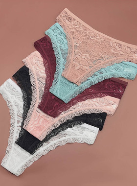 5条装性感蕾丝丁字裤女士低腰纯欲风棉裆内裤女新款t裤无痕