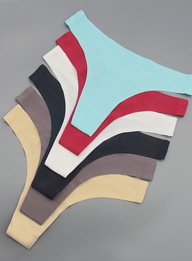 1/3条大码女内裤欧美一片式无痕运动健身低腰女士胖mm冰丝丁字裤