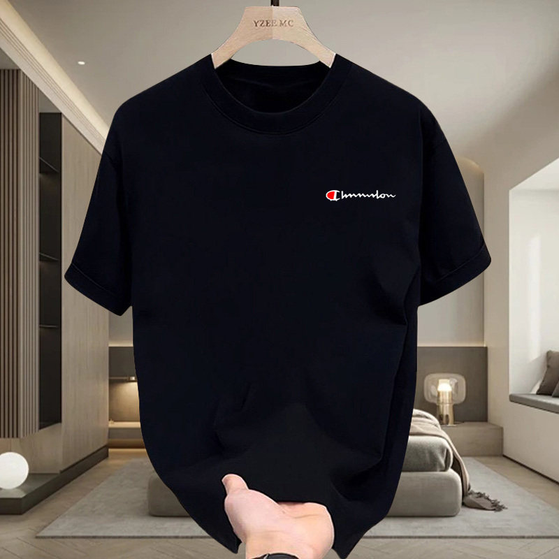 夏季新款100%纯棉短袖T恤男士运动百搭宽松休闲情侣上衣圆领半袖