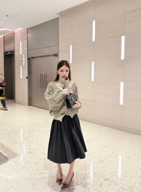 2025秋冬新款韩女穿搭小众设计款细百褶设计感半身裙