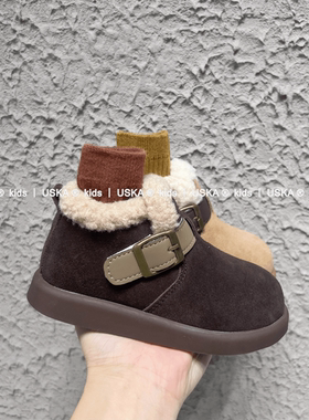 UskA2025年秋冬新款儿童男女童棉鞋加绒保暖鞋勃肯鞋魔术贴雪地靴
