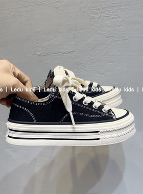 韩版新款儿童潮鞋舒适厚底帆布鞋2024春季男女童学生鞋低帮休闲鞋