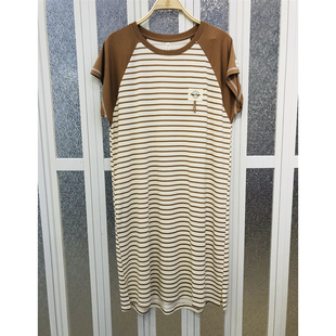 柔善睡衣2025夏季女士针织棉莫短袖中长款连衣裙甜美女家居服睡裙