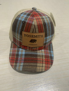 【外贸精品】出口美国 少量剩余 格子布网帽 皮标棒球帽