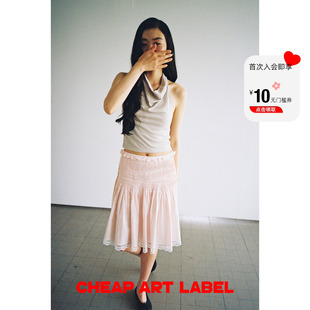 新款 cheap 粉色细褶精致蕾丝花边A字半身裙女2025夏季 art label