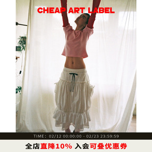 cheap art label抽褶双层蕾丝花边灯笼裙口袋半身裙女26春季新款