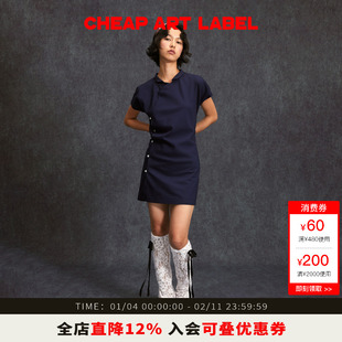 cheap art label 小圆领旗袍新中式开衩斜襟连衣裙女2026春季新款