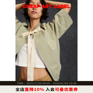 中式 label 立领中袖 拉链蝴蝶结夹克外套女2025秋季 cheap 新款 art