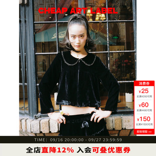 【26秋季新品】cheap art label黑色丝绒小罩衫娃娃领短款外套女