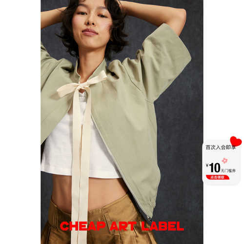 cheap art label 中式立领中袖拉链蝴蝶结夹克外套女2026新款