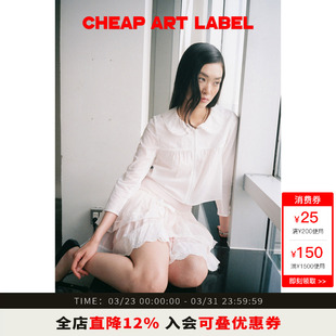 白色微透拉链小罩衫 label 娃娃领长袖 衬衫 cheap 女26春夏新款 art