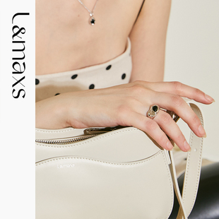 L&maxs 黑玛瑙开口戒指小众高级感银色轻奢气质指环 63 OAK AVE