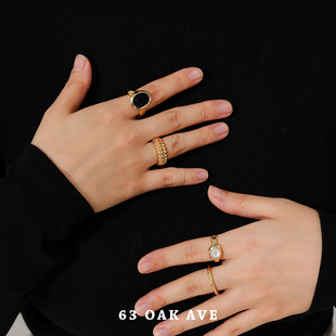 SOFTROOM天然母贝流光刻纹戒指女轻奢食指戒高级感指环63oakave