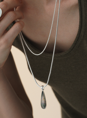 SOFT ROOM新中式双面水滴项链极简锁骨链吊坠可拆卸小众63 OAK AV