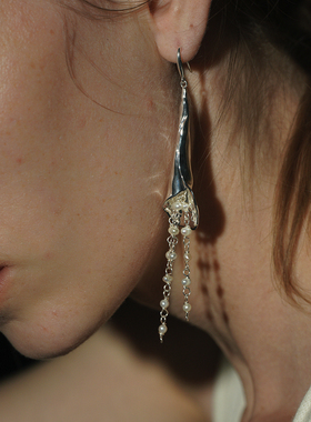 【新品】SOFTROOM海芋花珍珠流苏耳环淡水珍珠百搭气质63oakave