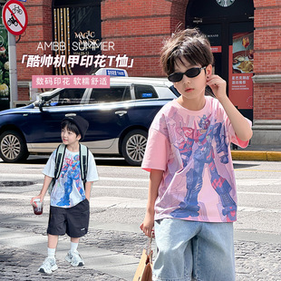 男童速干t恤短袖 純棉半袖 小童痞帥男孩夏裝 兒童白色上衣寶寶夏季