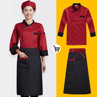 Красный черный лонгслив, фартук