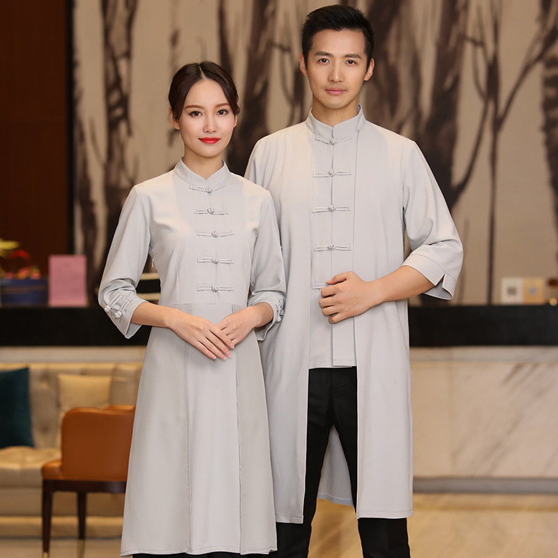 速发中式中饮服务员工作服七分袖酒店餐厅茶楼服宾迎夏季餐国风