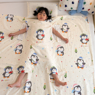 儿童A类夏凉被全棉纱布空调被婴儿分脚防踢被子护肚睡袋薄款 盖毯